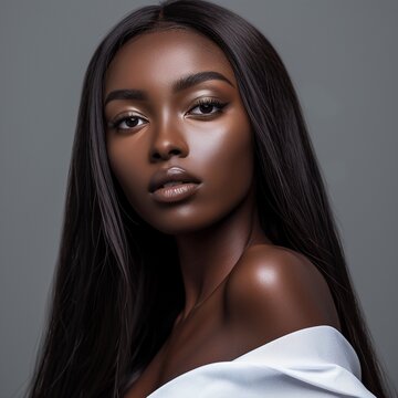 AI generated illustration of a beautiful African American model's portrait