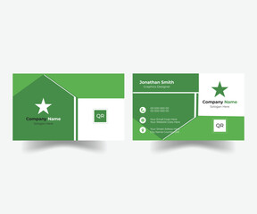 Abstract creative business card template design, Green business card flat design template vector, Beautiful modern green business card, Corporate business card