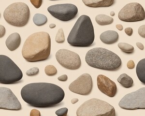 Fototapeta na wymiar Assorted Rocks on Beige Background
