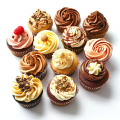Assorted Cupcake Classics On Isolated White Background