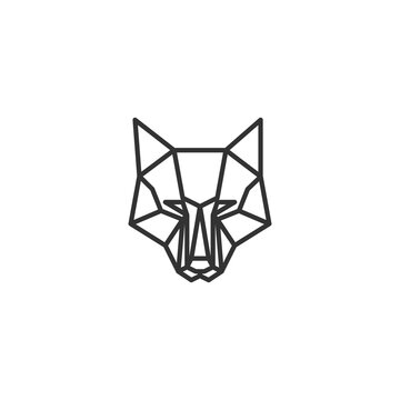 abstract wolf head logo line