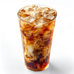 Professional Barista-Style Iced Coffee on White Background