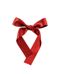 Satin ribbon bow red color isolated on white background