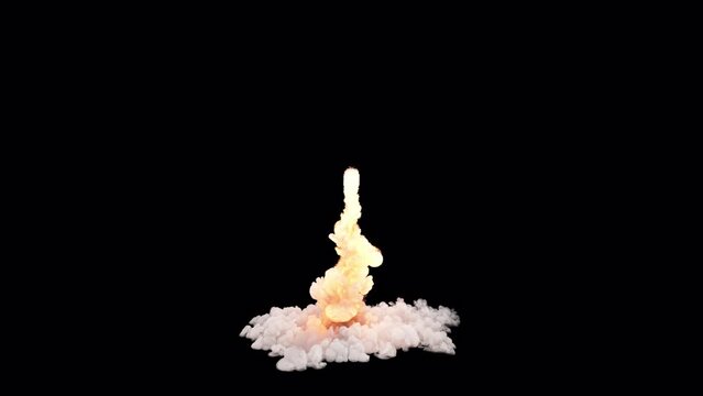 A captivating video unfolds, showcasing the mesmerizing plume of exhaust gases from a rocket, all seamlessly integrated with an alpha channel. VFX with alpha channel