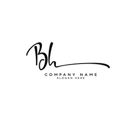 BH B H initial letter handwriting and signature logo