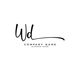 WD W D initial letter handwriting and signature logo