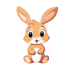 Cute Cartoon Bunny Rabbit Isolated On a White Background for Children