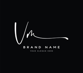 letter VM V M handwriting and signature logo template vector