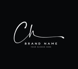 letter CH C H handwriting and signature logo template vector