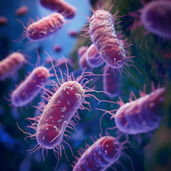 Fototapeta premium Illustration of unknown bacteria, dangerous viruses, and realistic colors.