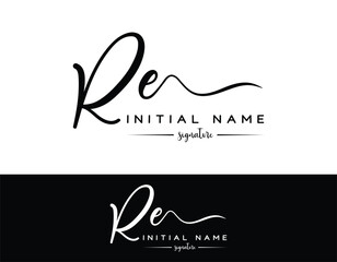 RE R E letter handwriting and signature logo template vector