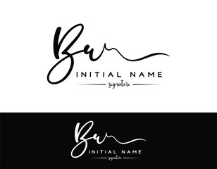 BW B W letter handwriting and signature logo template vector