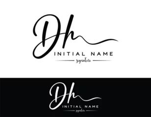 Fotobehang DH D H letter handwriting and signature logo template vector © Creative