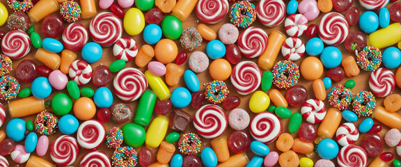 Fototapeta na wymiar Colorful array of festive candies and sweets