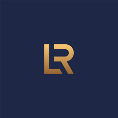 LR monogram logo with gold gradient - obrazy, fototapety, plakaty