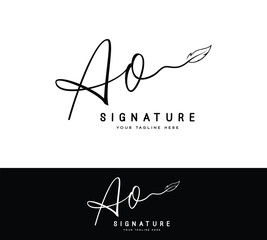 AO A O handwriting and signature logo template vector. - obrazy, fototapety, plakaty