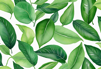 Fototapeta premium Green foliage watercolor backdrop