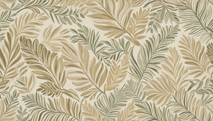 Nature-inspired wallpaper for walls. Elegant leaf pattern on a neutral backdrop. Statement wall mural. Artistic depiction of lush grass.