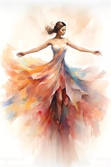 a woman dancing ballet, in watercolor style. generative ai