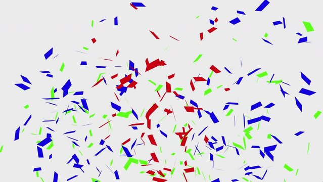 Red, Blue and Green Confetti celebration on White, Green and Alpha Matte background 4k