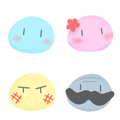 Set of Dango Daikazoku Cute Hand Drawn Illustration Warm Pastel