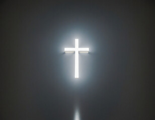Light shining through Christian cross tunnel