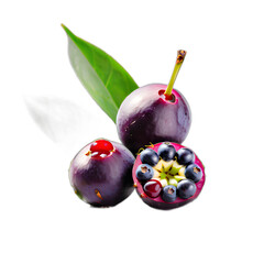berries fruit with leaf on transparent