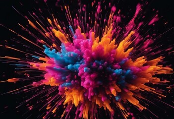 Obraz premium Abstract colorful neon ink explosion on black background Color splash