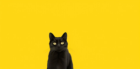 Obraz premium cute black cat pictures on a yellow background