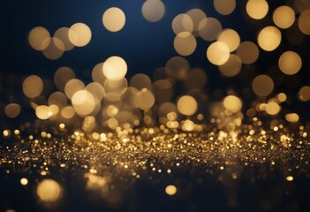 Fototapeta na wymiar Christmas Golden light shine particles bokeh on navy background Gold foil