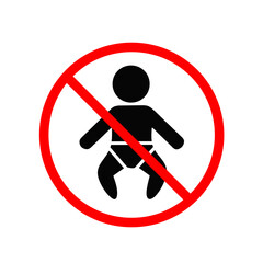 vector prohibition sign for babies.not for babies icon