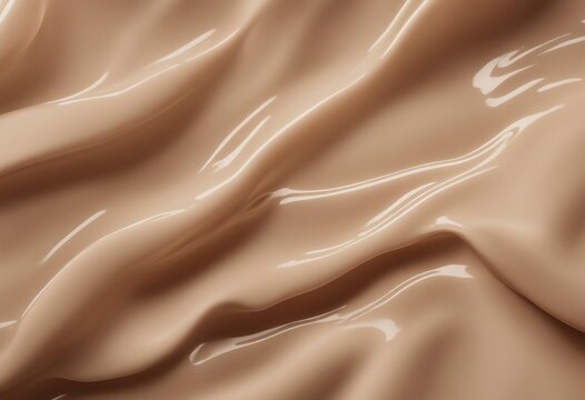 Cosmetic smears of creamy dark skin texture on a beige background Skin color powder Luxurious skin care product close up