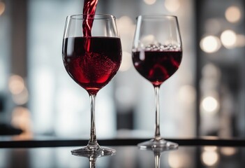 Pouring red wine into a wineglass