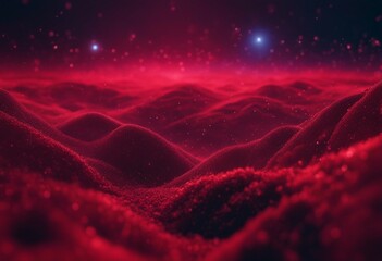 Abstract colorful digital landscape with flowing particles Cyber or technology background Red mountains