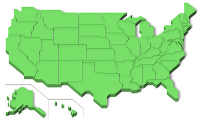 3D U.S. Map (transparent background, with shadow)
