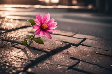 pink flower in the sand