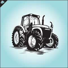 tractor on a blue background