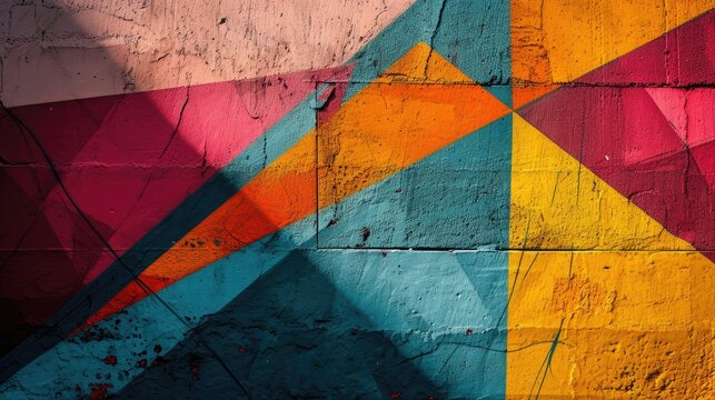 Fragment of colored graffiti painted on a brick wall. Abstract background for design