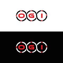 OGI logo. O G I design. White OGI letter. OGI, O G I letter logo design. Initial letter OGI linked circle uppercase monogram logo. O G I letter logo vector design. OGI letter logo design five style.	
