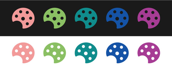 Set Palette icon isolated on black and white background. Vector