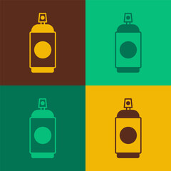 Pop art Paint spray can icon isolated on color background. Vector