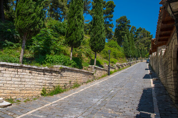 Fototapeta na wymiar The road leading to the Berat castle in Albania