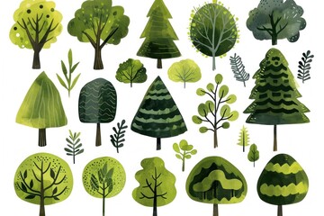 seamless pattern Background with trees and leaves