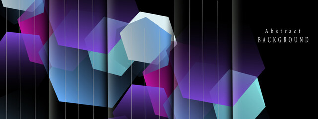 Abstract art of hexagons in deep space and color. Vector illustration.