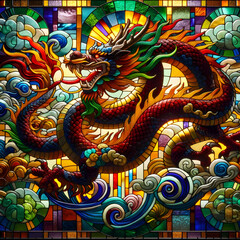 Fototapeta premium stained glass dragon