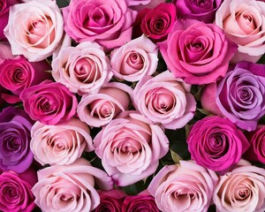 Gradient of Roses in Pink and Purple Tones