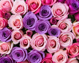 Gradient of Roses in Pink and Purple Tones