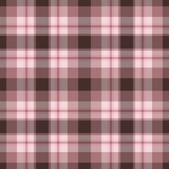 Plaid seamless pattern in pink. Check fabric texture. Vector textile print.