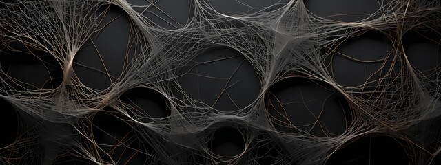 Luminous Web: Intricacy on a Crumpled Black Canvas
