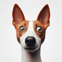 Basenji dog with strange facial expressions Isolated on white background. ai generative